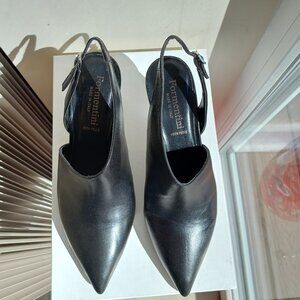 Formentini Black Leather Pointy Toe Sling Back Pumps Sz EU 39 US 8 Made in Italy